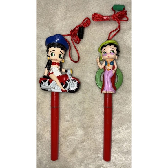 Other - Vintage Betty‎ Boop Collectors Pen Topper And Pen Lot Of 2 Biker Peace Sign 1994